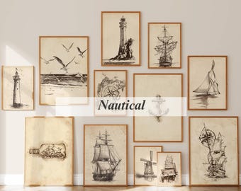 120+ Vintage Sketch Wall Art Set, Minimalist Sketch Print, Antique Sketches, European Sketch, Botanical Sketch, Portrait Sketch Gallery, image 7