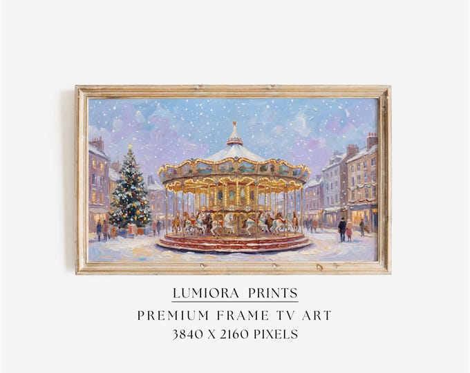 Christmas Carousel Market Samsung Frame TV Art • Festive…