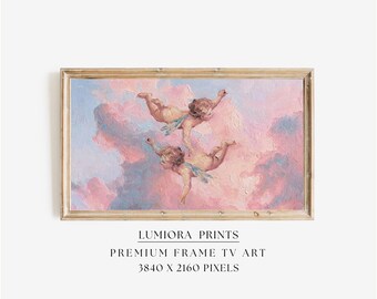 Samsung Frame TV Art Valentine's Day | Pink Cupid Oil Painting TV Art | Romantic Angel, 4K Download | Valentine Frame TV Decor, image 1