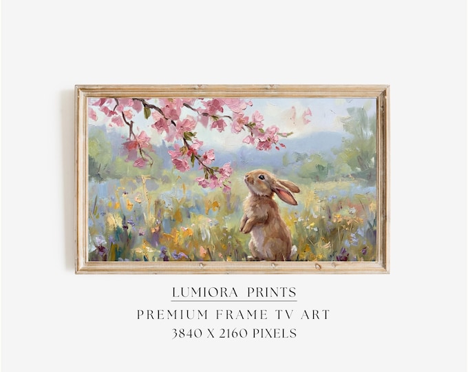 Easter Bunny Samsung Frame TV Art, Spring TV Decor, Rabbit…