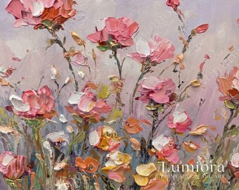 Pink Floral Samsung Frame TV Art, Spring Flower Oil Painting, 4K, Cottagecore Botanical Decor, Abstract Wildflower Screen Art, image 7