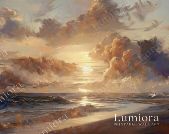 Sacred Sunset Ocean Samsung Frame TV Art, Christian Religious Screen Decor, Coastal Horizon Oil Painting, Spiritual Faith Background, 4K, image 7