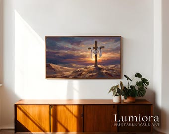 The Empty Tomb TV Art, He Is Risen Resurrection Christian Oil Painting, Easter Sunday Samsung Frame TV Art, Spiritual Hope Wall Decor, image 3