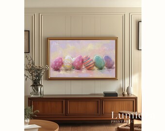 Pastel Easter Eggs Samsung Frame TV Art, Spring TV Decor, Holiday Oil Painting, 4K, Aesthetic Easter Wallpaper, Egg Screen Art, image 5