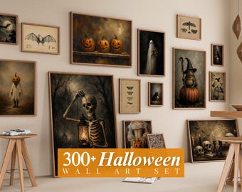 300+ Halloween Gallery Wall Art Set, Spooky Prints Bundle, Dark Halloween Print, Vintage Gothic Decor, Spooky Gallery Wall, Halloween Print, image 1