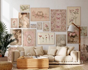 120+ French Country Gallery Wall Set, Pink Floral Cottagecore Prints, Vintage Bundle Set, Coquette Room Decor, image 6