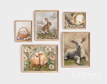 90+ Spring Wall Art Bundle, Vintage Bunny Rabbit Art, Easter Prints Set, Aesthetic Spring Wall Art, Neutral Bunny Prints, Easter Bundle, image 8