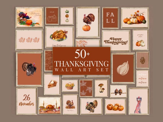50+ Thanksgiving Wall Art Set
