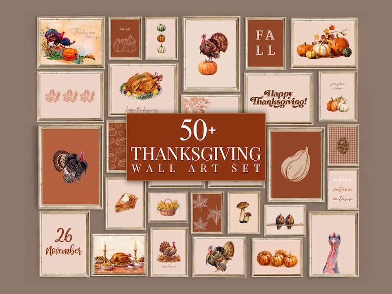 50+ Thanksgiving Wall Art Set