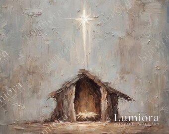 Minimalist Nativity Samsung Frame TV Art, Christmas Manger Screen Decor, Christian Religious Oil Painting, Spiritual TV Art, 4K, image 7
