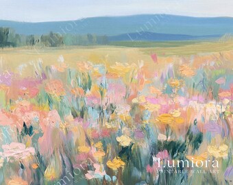 Wildflower Meadow Samsung Frame TV Art, Spring Landscape Oil Painting, Floral TV Decor, 4K Digital Download, Cottagecore Wall Art, image 7
