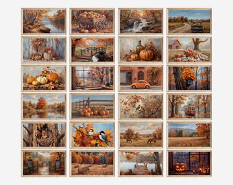80+ Fall Autumn Frame Tv Art Bundle, Vintage Autumn Landscape TV Art Set, Rustic Fall Frame TV Art, Fall Art for TV, image 3
