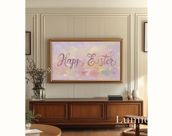 Happy Easter Samsung Frame TV Art, Holiday Typography Oil Painting, 4K Digital Download, Spring TV Decor, Pastel Aesthetic Screen Art, image 5