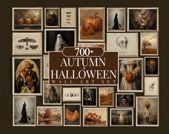 700+ Autumn & Halloween Wall Art Set, Vintage Fall Gallery…