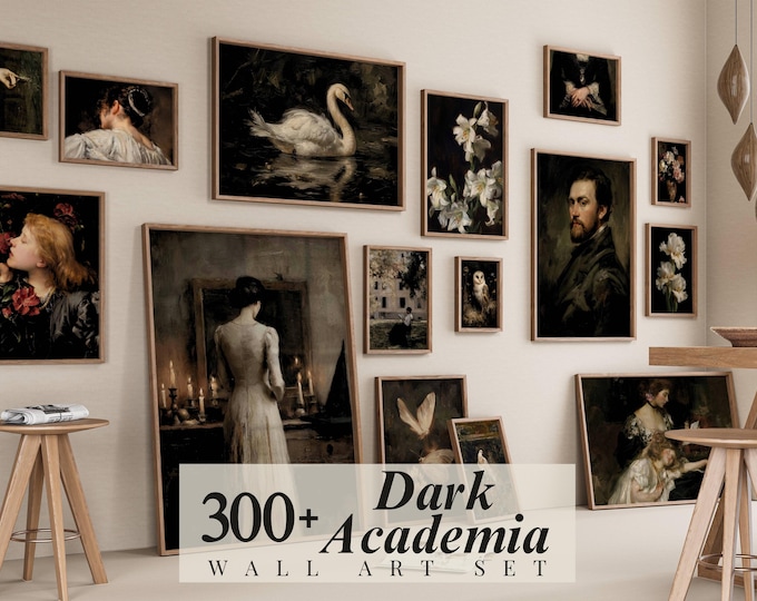 300+ Dark Academia Wall Art Set, Vintage Dark Prints, Moody…