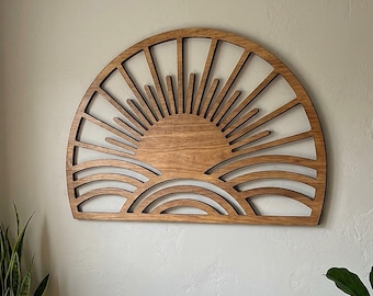 Boho Sun Wall Art | Sunrise Wooden Wall Decor
