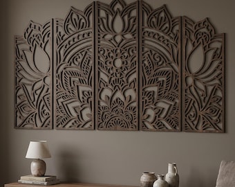 Boho Mandala Wall Art Set | Wooden Wall Panels Decor