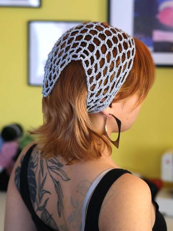 Crochet Pattern Mesh Bandana PDF + Video Tutorial | Easy Beginner Crochet Kerchief | Mesh Crochet Headband & Hair Scarf Pattern