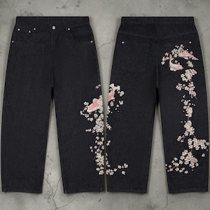 パンツ cayhane tradition embroidery denim pants Embroidered Jeans Japanese - Etsy