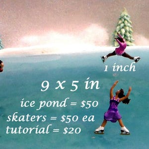 Estanque de hielo en miniatura con pequeños patinadores o tutorial