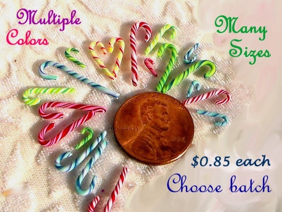 Miniature Candy Canes Dollhouse 1 Inch Scale Half Inch Scale Polymer Clay