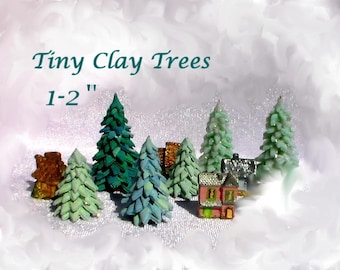 Miniature Clay Trees Micro Village Polymer