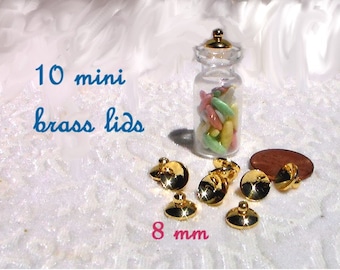 Miniature Dollhouse Bottle Lids Brass Plated Metal