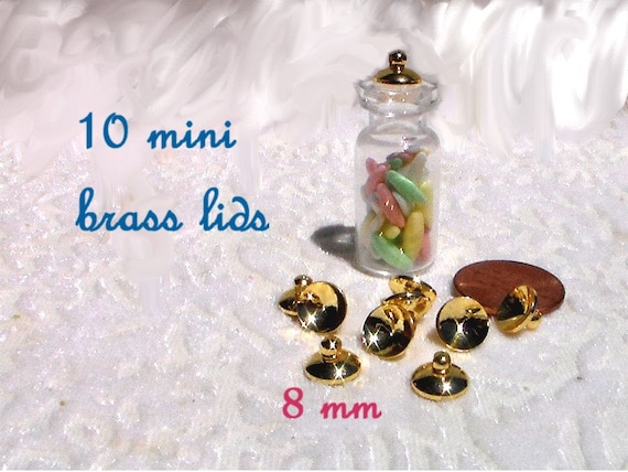 Miniature Dollhouse Bottle Lids Brass Plated Metal