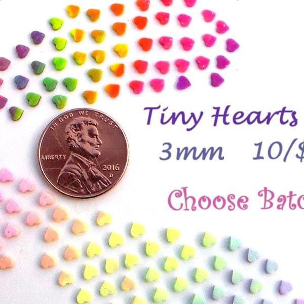 Miniature Candy Hearts Polymer Clay 3mm