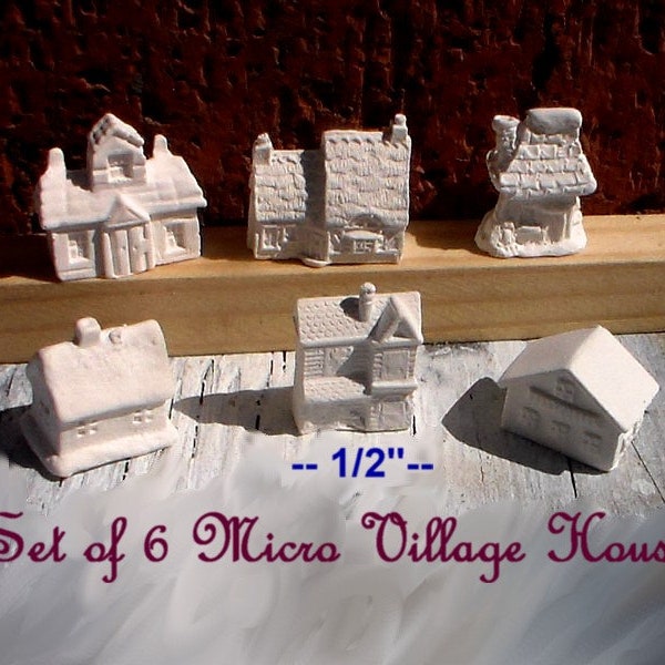 Dollhouse Micro Village Houses 6 Pieces