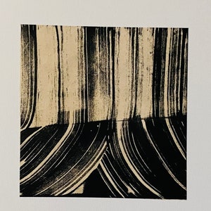 Abstract Lithograph Print: Black Ink on Asian Paper, Gallery Wall Art