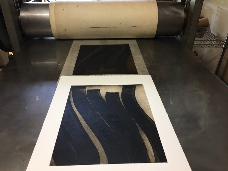 Solarplate Etching Print. Affordable Art. black white tan. Etsy
