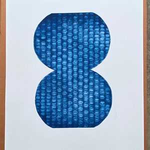 Gravure minimaliste. Géométrique. Bleu et blanc : Mélangé . sans cadre image 2