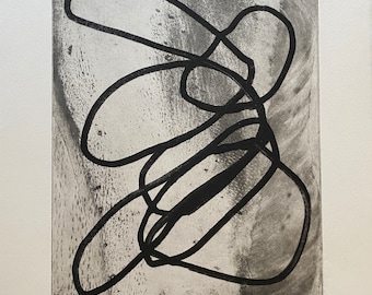 Abstract SolarPlate Etching Print: Black and White Gallery Wall Art