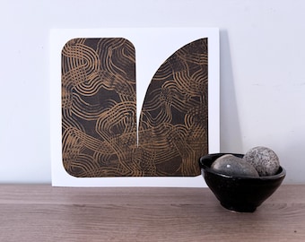 Abstract Etching Art Collage: Black & Copper Home Decor Chiral 3