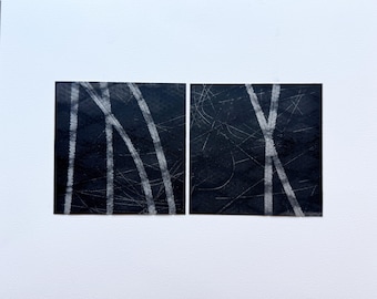 Black and gray on white Paper Collage Art Print (10.5" x 13.75")