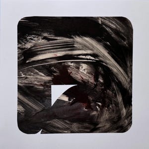 Contemporary Printmaking, Black and Tan Abstract. Monotype: &quot;Margin 2&quot;. Print Size 13&quot; x 13&quot; . unframed .