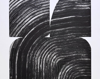 Large Art Prints . Minimalist Print in black and white printmaking: "Engram.  unframed .