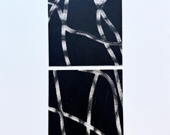 Black and tan on white Paper Collage Art Print (10.5" x 13.75")