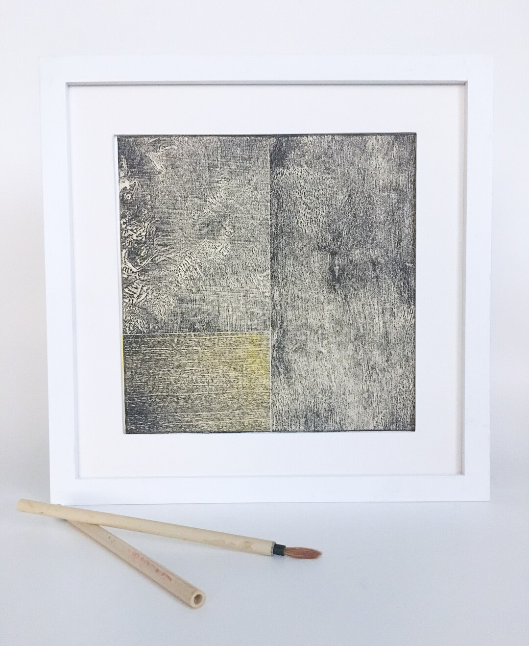 Wood Texture Wall Art . Etching . Contemporary Print. Yellow Brownish Black mallet . Etsy