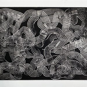 Abstract Black & White Art Print: Chiral Etching (15x19 Unframed)
