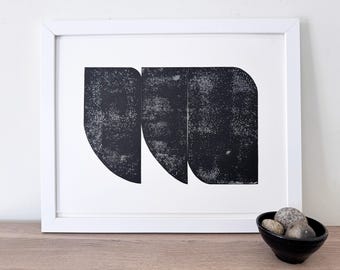 Minimalist Black and White Art Print: Geometric Shapes, 20”x 15”