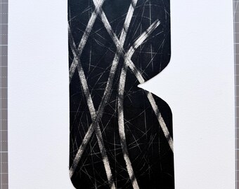 Black and tan on white Paper Collage Art Print (10.5" x 13.75")