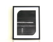 Minimalist Art . Etching Print . Black and White :  Track 1 . Print Size 14" x 18" . Unframed