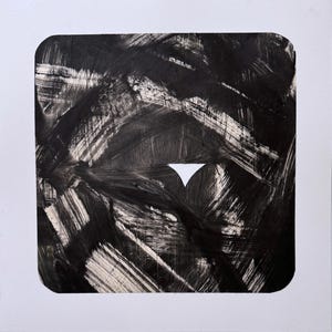 Contemporary Printmaking, Black and Tan Abstract. Monotype: &quot;Margin 5&quot;. Print Size 13&quot; x 13&quot; . unframed .