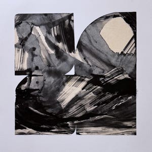 Contemporary Printmaking, Black and Tan Abstract. Monotype: &quot;Margin 1&quot;. Print Size 13&quot; x 13&quot; . unframed .