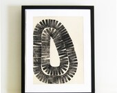 Minimalista. Blanco y negro impresión de la aguafuerte: listón. Imprimir tamaño 15 "x 19". Sin marco