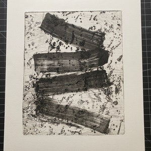 Minimalist Black Abstract Art Print: Handmade Polymer Plate Etching