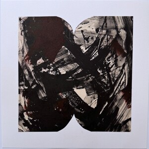 Contemporary Printmaking, Black and Tan  with hints of red Abstract. Monotype: &quot;Margin 4&quot;. Print Size 13&quot; x 13&quot; . unframed .