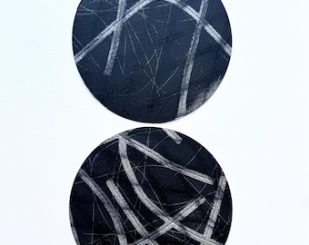 Black and gray on white Paper Collage Art Print (10.5" x 13.75")